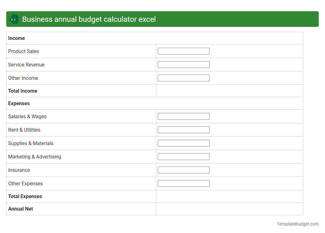 Business annual budget calculator excel