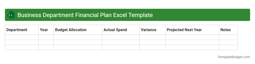 Business Department Financial Plan Excel Template