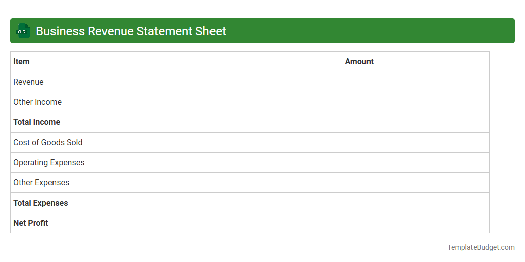 Business Revenue Statement Sheet