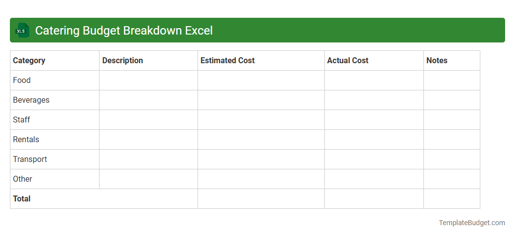 Catering Budget Breakdown Excel