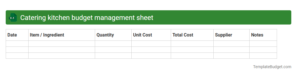 Catering kitchen budget management sheet
