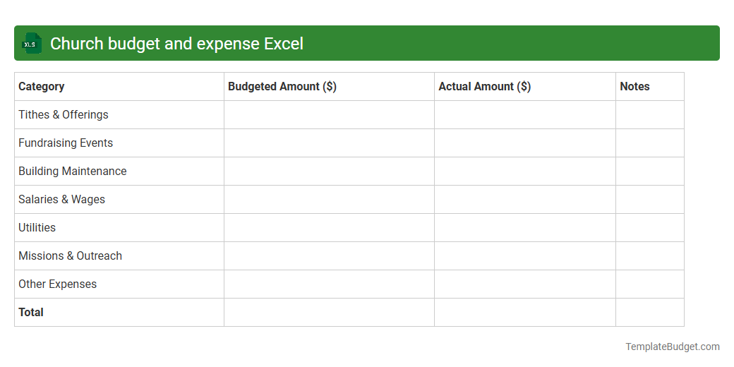 Church budget and expense Excel