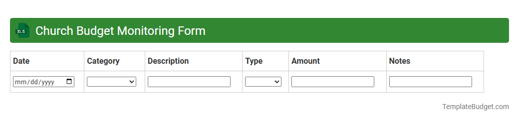 Church Budget Monitoring Form