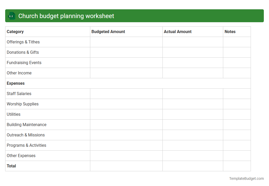 Church budget planning worksheet