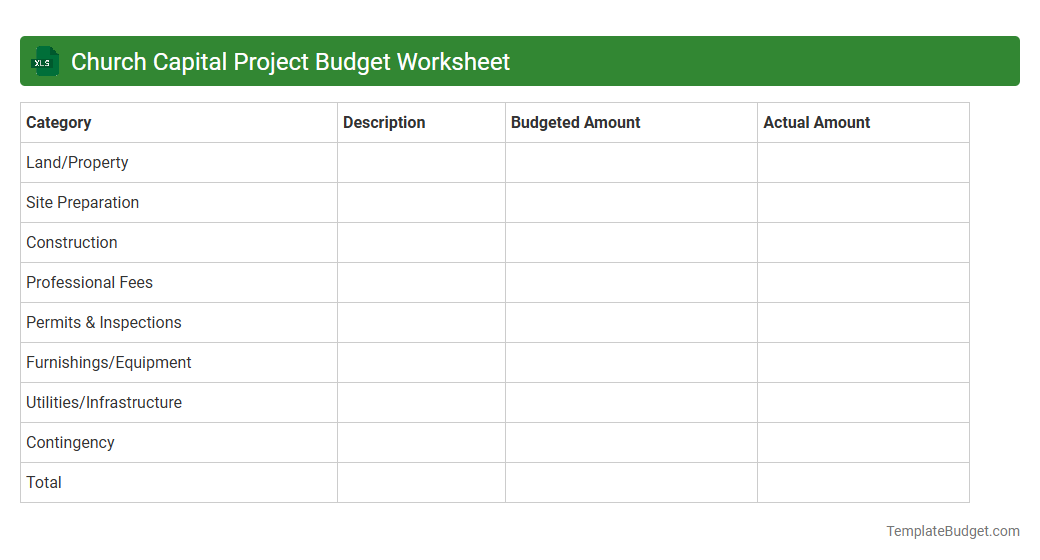 Church Capital Project Budget Worksheet