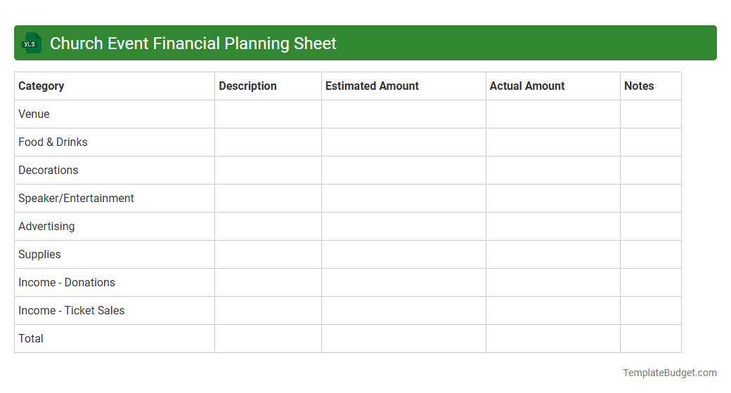 Church Event Financial Planning Sheet