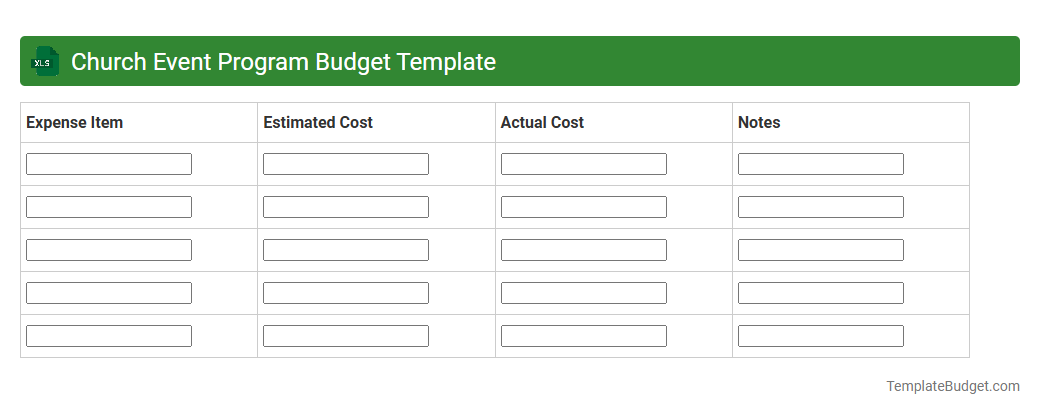 Church Event Program Budget Template