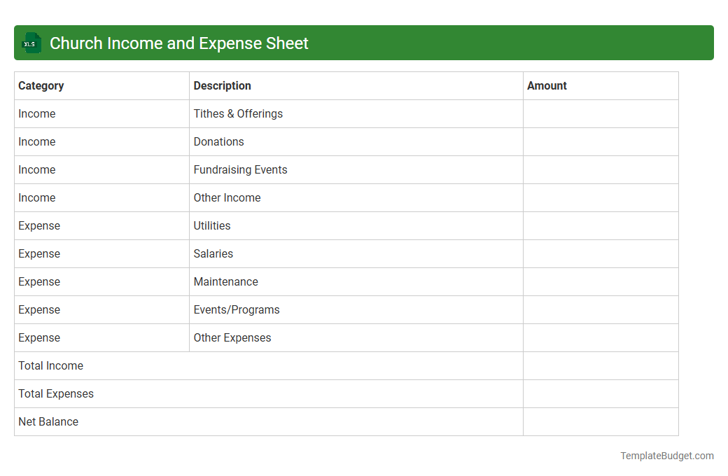 Church Income and Expense Sheet