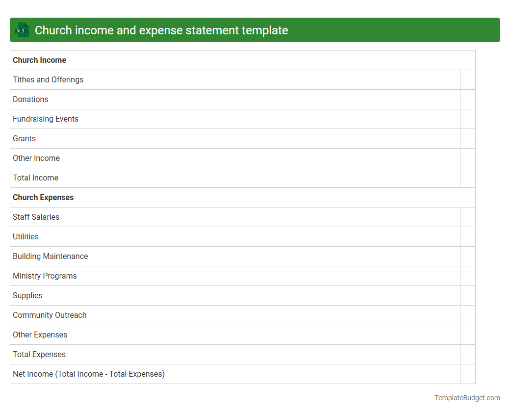 Church income and expense statement template