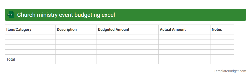 Church ministry event budgeting excel