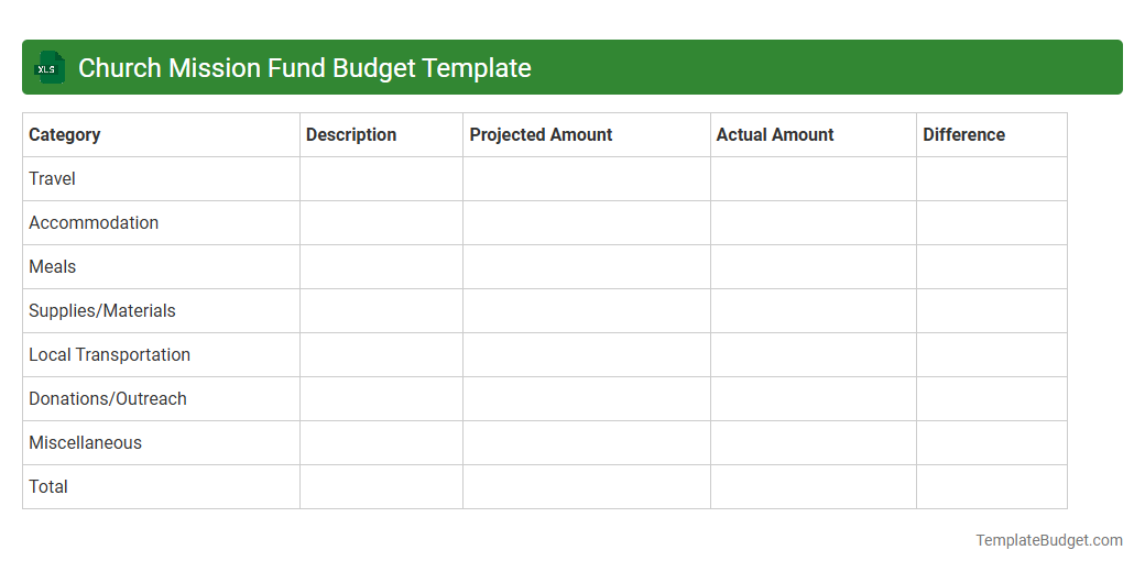 Church Mission Fund Budget Template