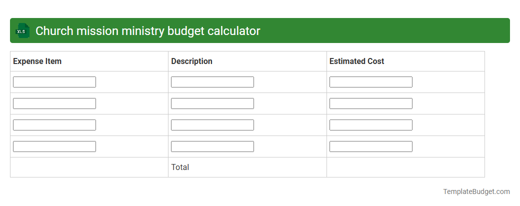 Church mission ministry budget calculator