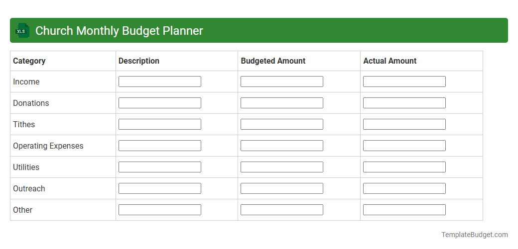 Church Monthly Budget Planner