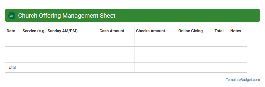 Church Offering Management Sheet