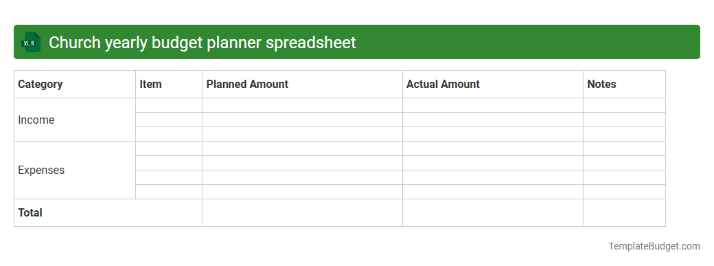 Church yearly budget planner spreadsheet