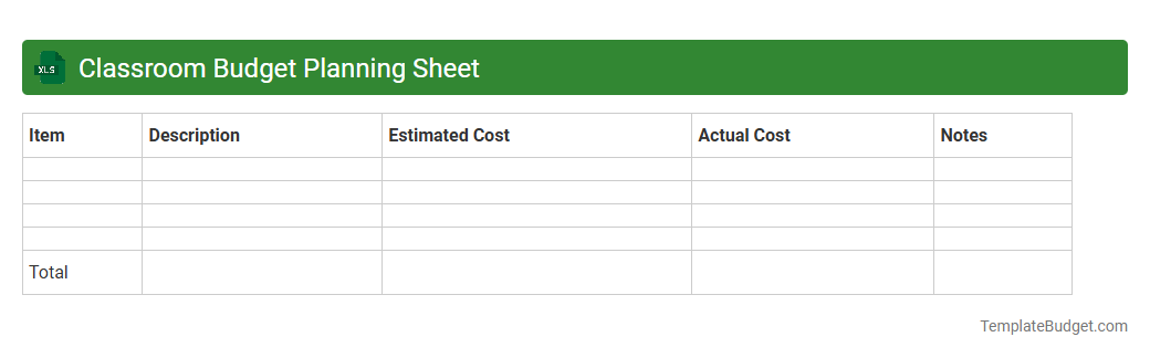 Classroom Budget Planning Sheet