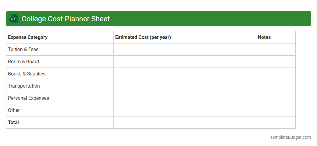 College Cost Planner Sheet