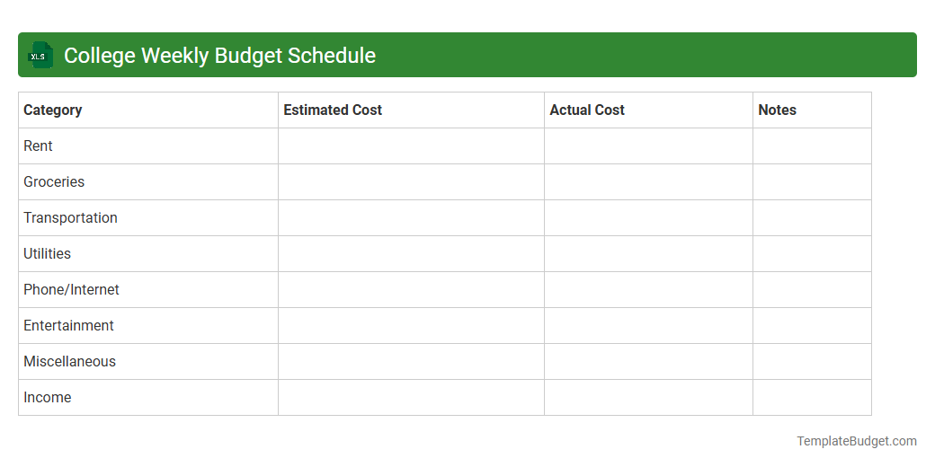College Weekly Budget Schedule