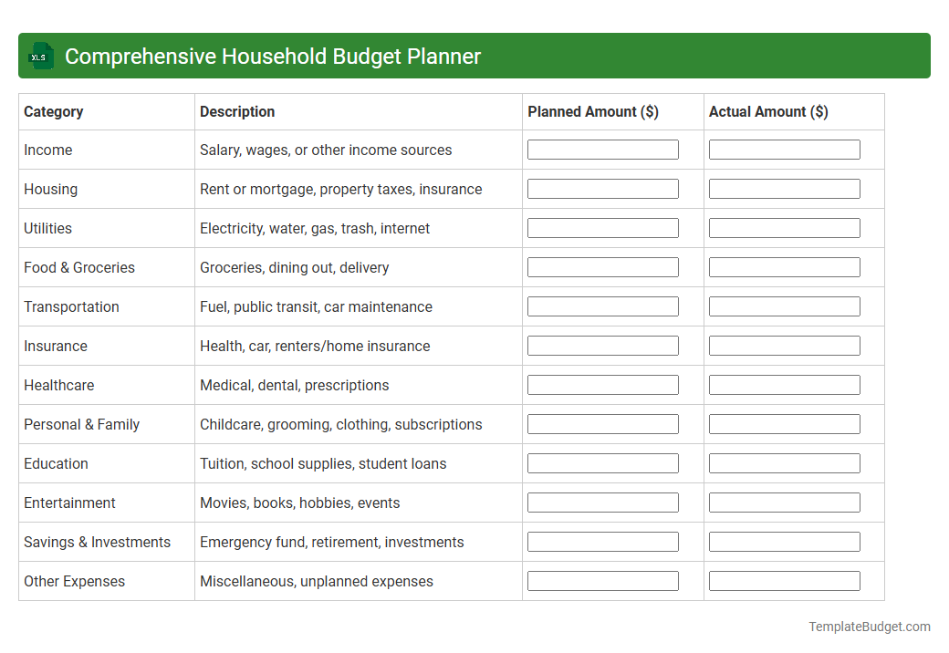 Comprehensive Household Budget Planner