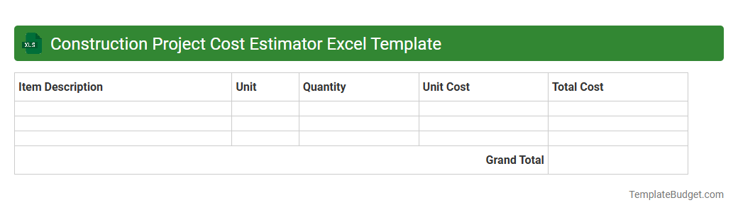 Construction Project Cost Estimator Excel Template
