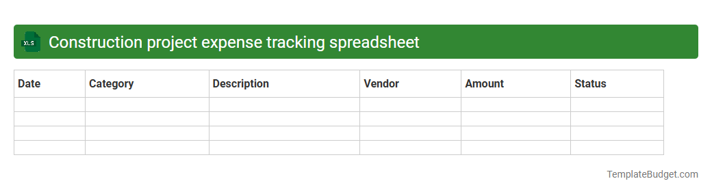 Construction project expense tracking spreadsheet