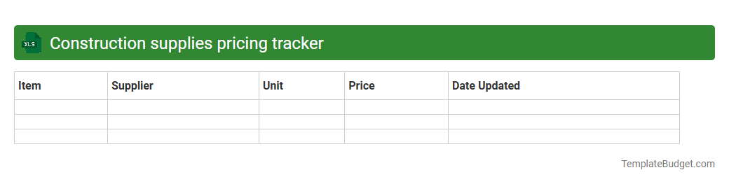 Construction supplies pricing tracker