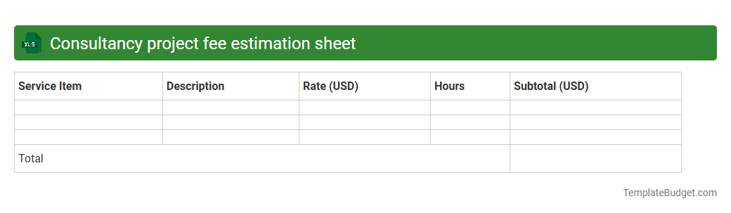 Consultancy project fee estimation sheet