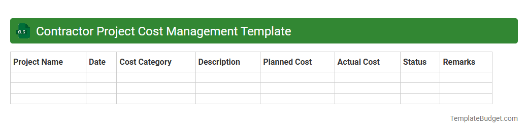Contractor Project Cost Management Template