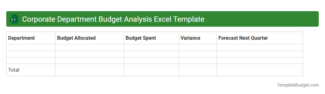 Corporate Department Budget Analysis Excel Template