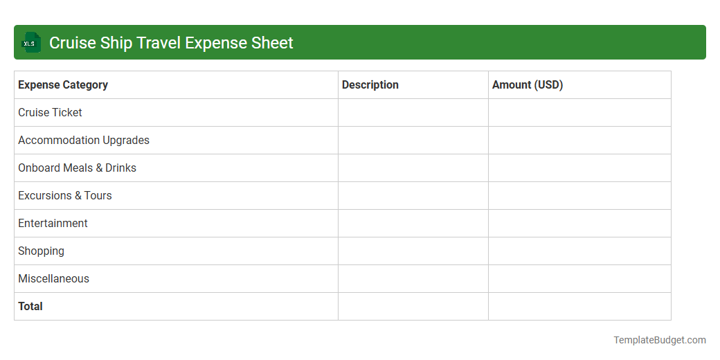 Cruise Ship Travel Expense Sheet