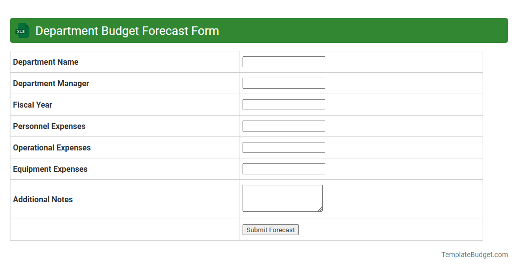 Department Budget Forecast Form