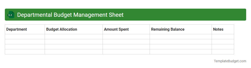 Departmental Budget Management Sheet