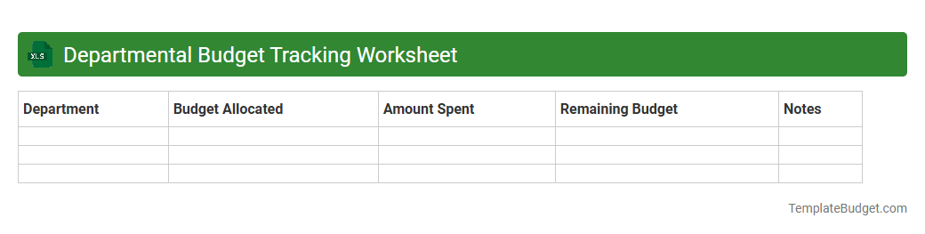 Departmental Budget Tracking Worksheet