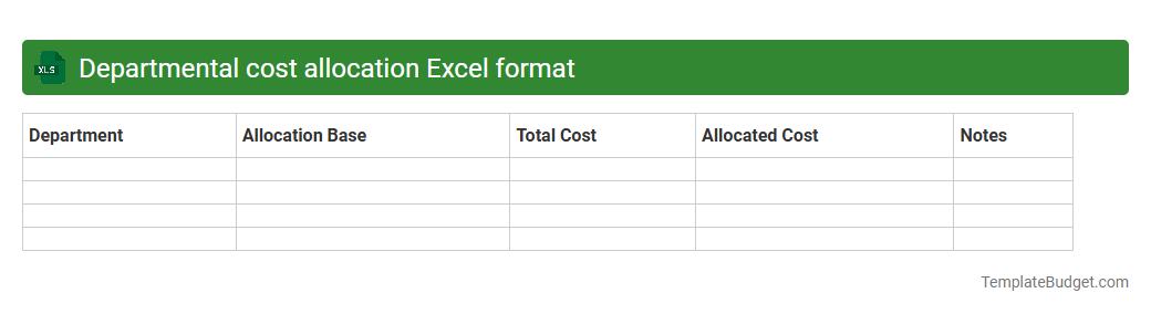 Departmental cost allocation Excel format