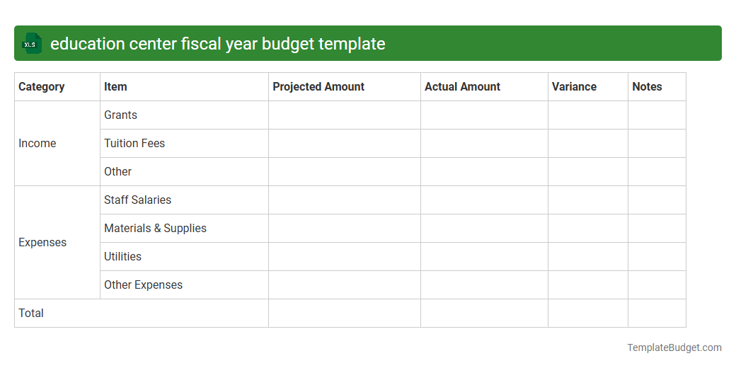 education center fiscal year budget template