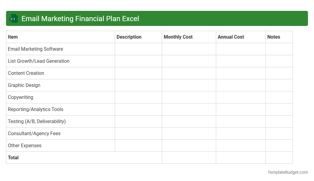 Email Marketing Financial Plan Excel