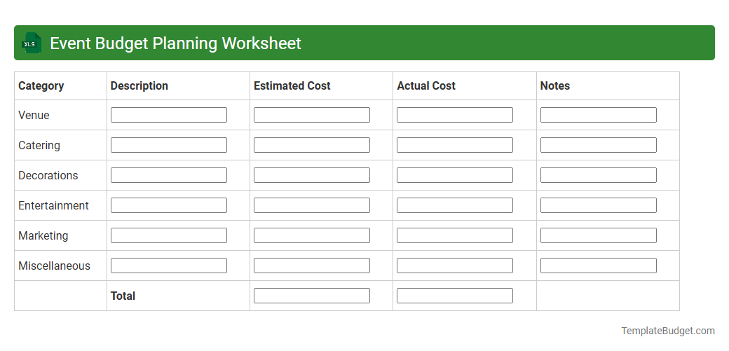 Event Budget Planning Worksheet