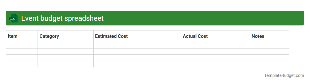 Event budget spreadsheet