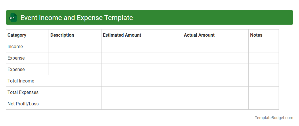 Event Income and Expense Template