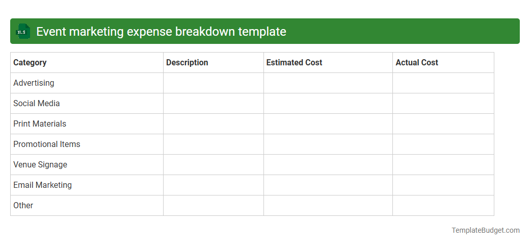 Event marketing expense breakdown template