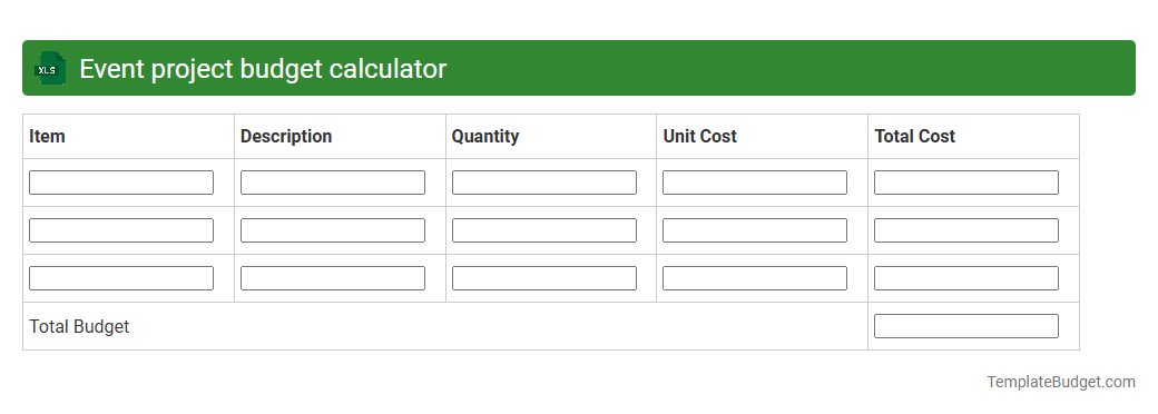 Event project budget calculator