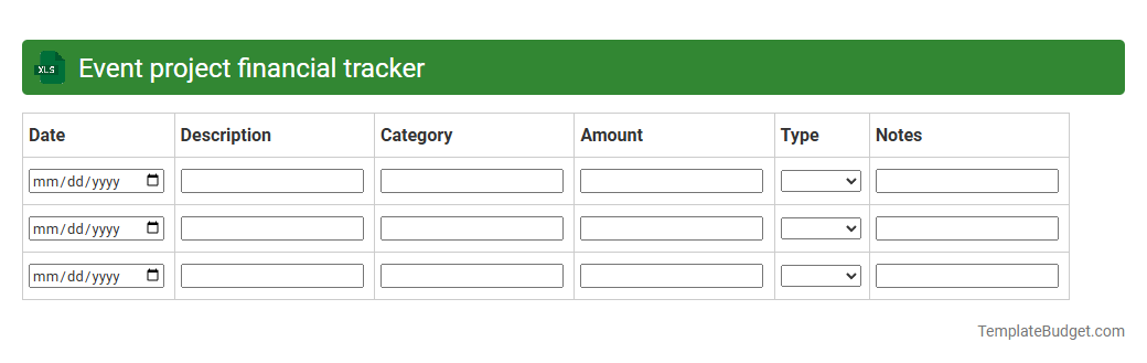 Event project financial tracker