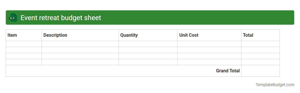 Event retreat budget sheet