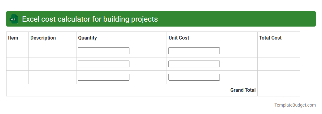 Excel cost calculator for building projects