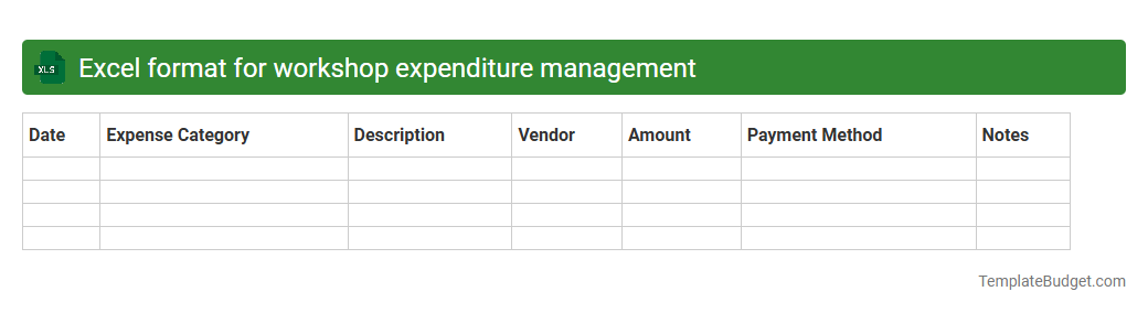 Excel format for workshop expenditure management