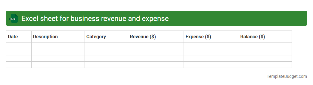 Excel sheet for business revenue and expense