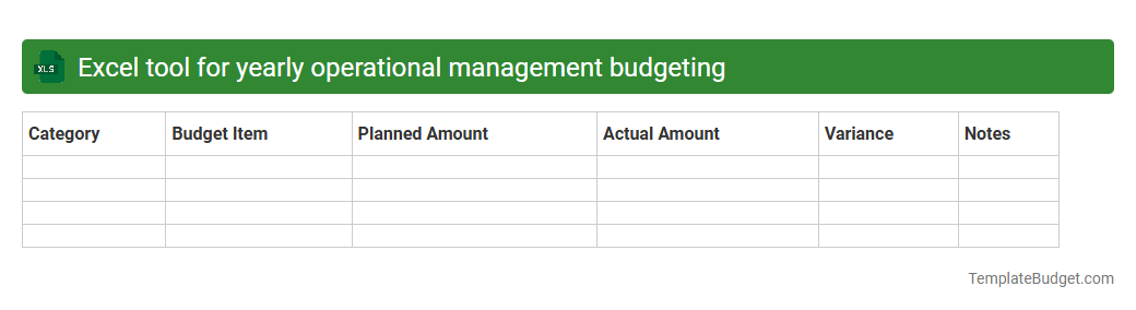 Excel tool for yearly operational management budgeting