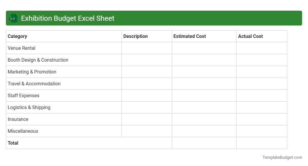 Exhibition Budget Excel Sheet