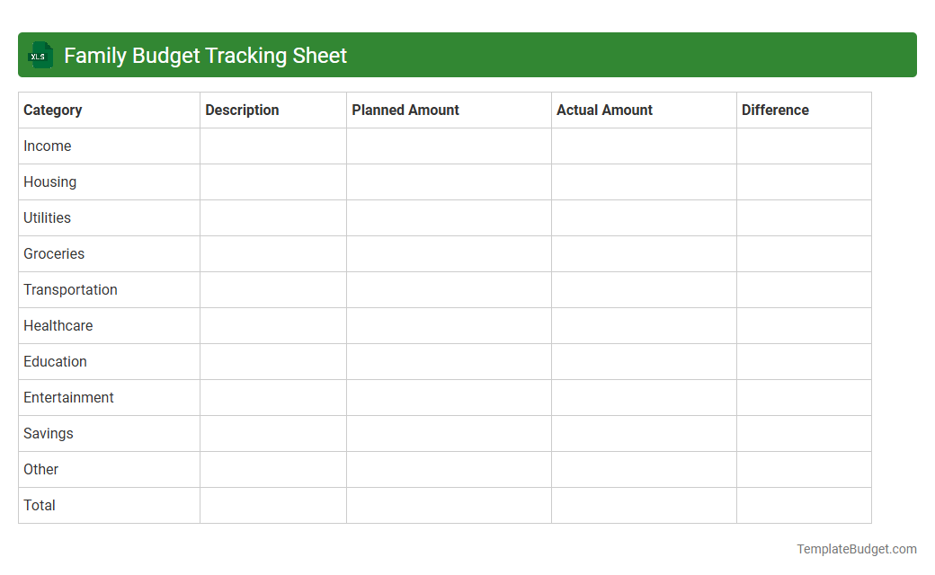 Family Budget Tracking Sheet
