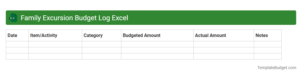 Family Excursion Budget Log Excel